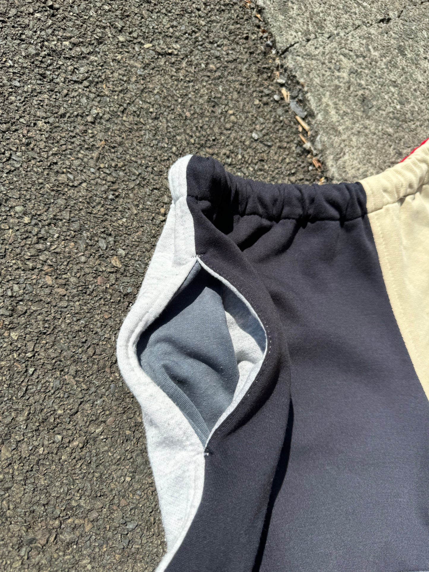 Reworked Nike Sweat Shorts - Grey / Red / Navy