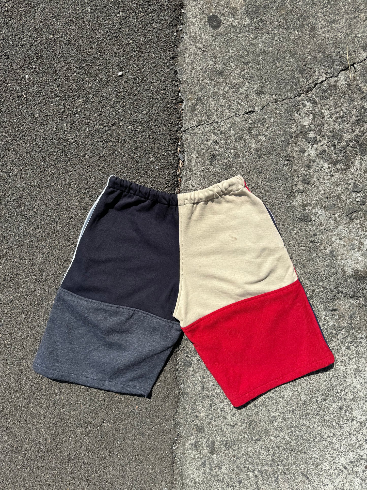 Reworked Nike Sweat Shorts - Grey / Red / Navy