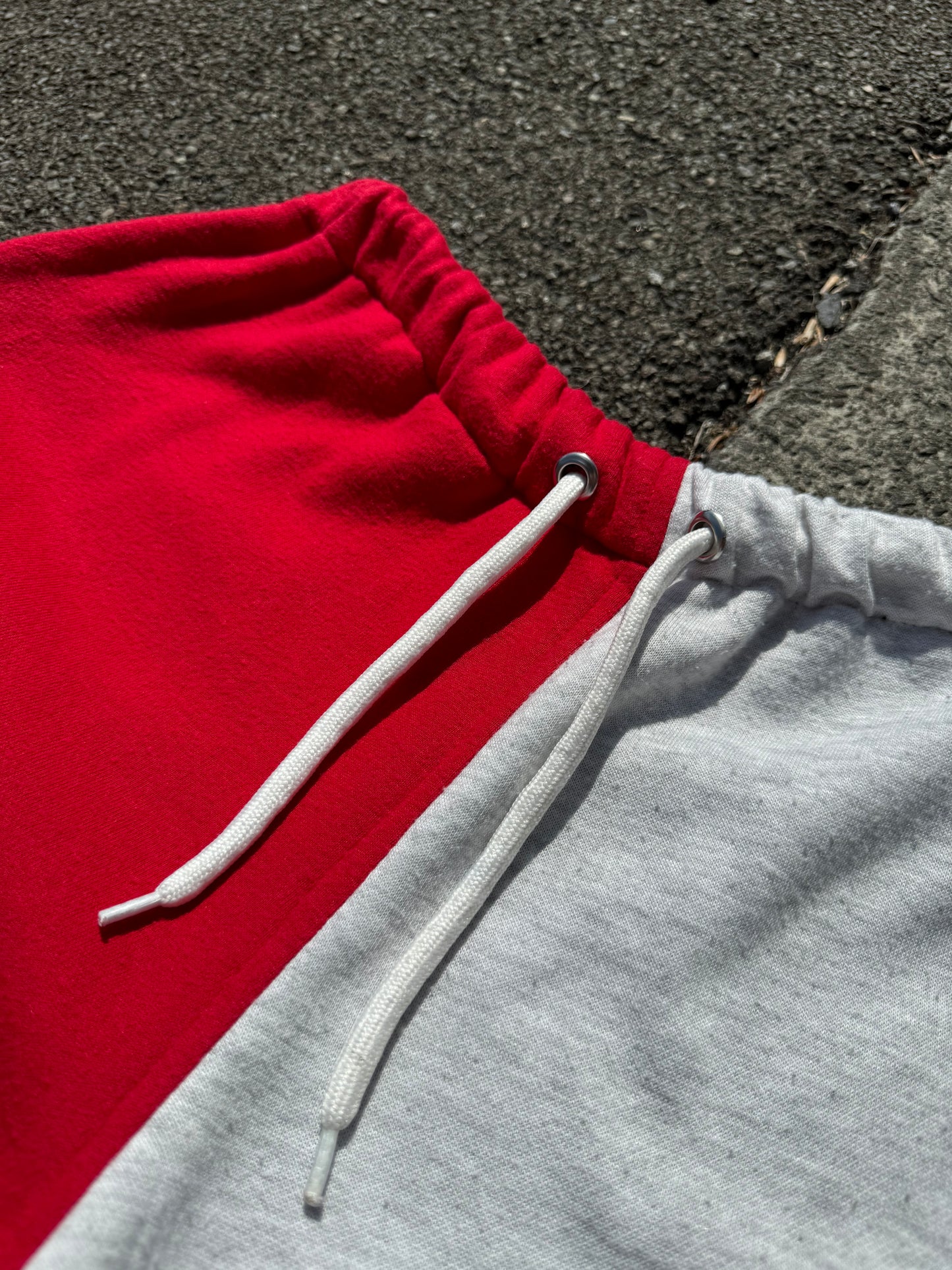 Reworked Nike Sweat Shorts - Grey / Red / Navy