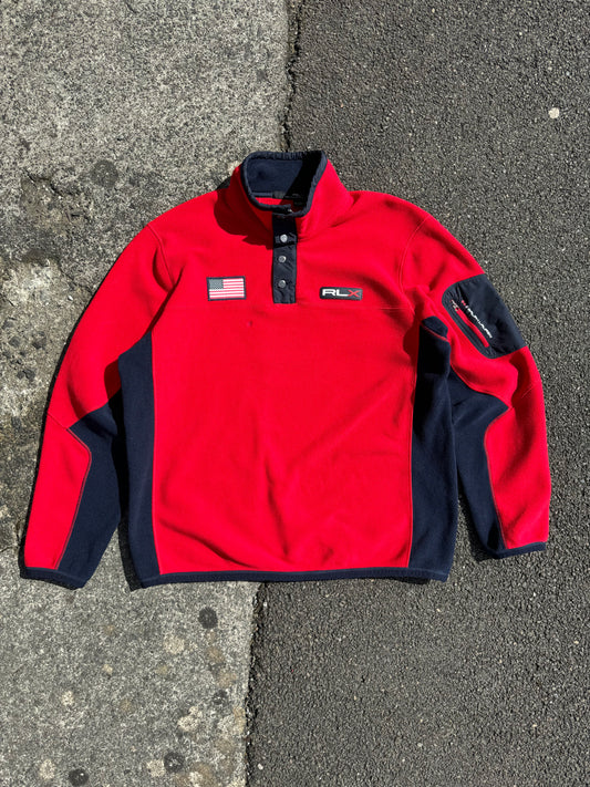 Vintage Red Polo Ralph Lauren RLX 1/4 Zip Fleene