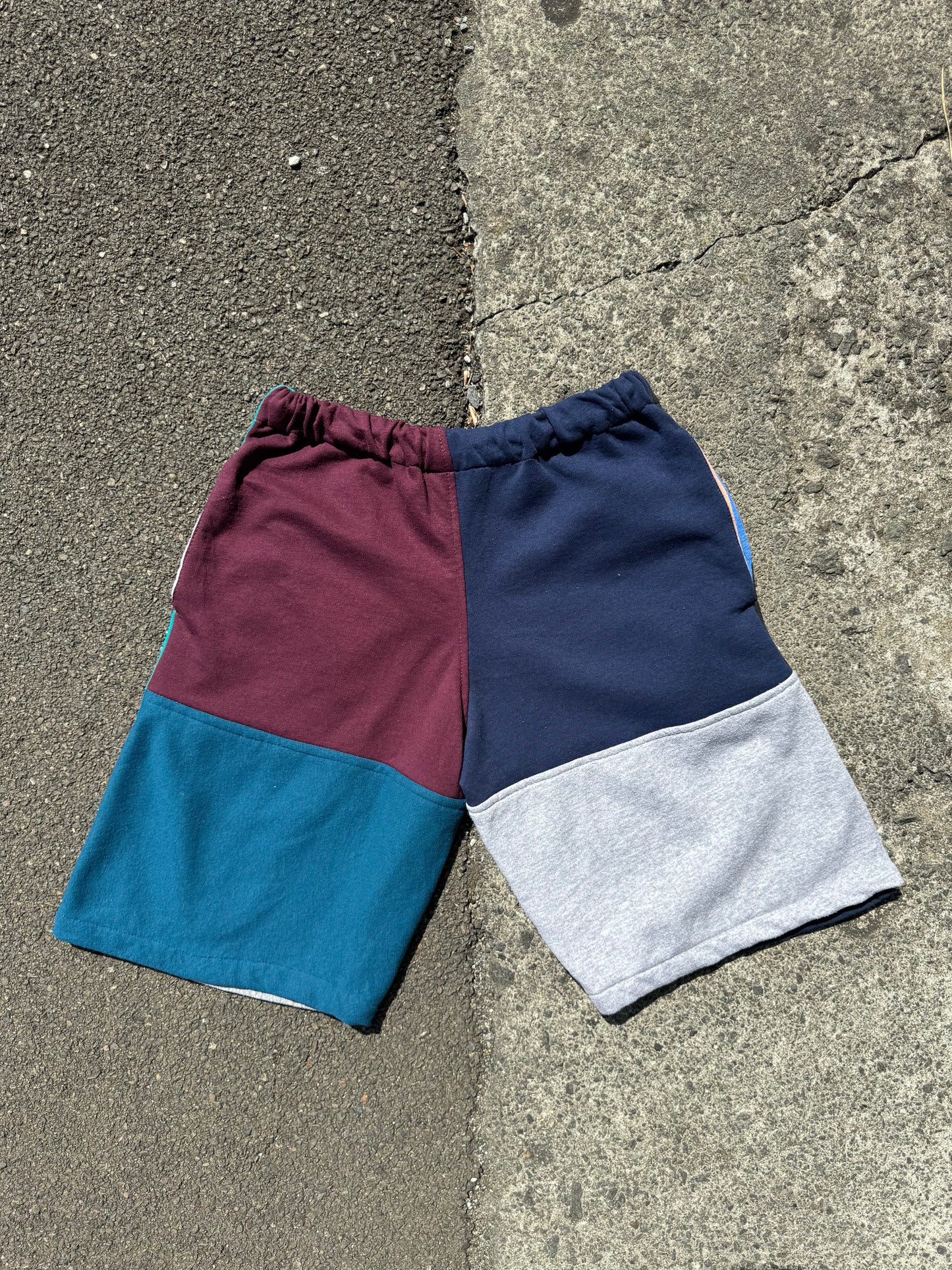 Reworked Nike Sweat Shorts - Teal / Burgundy