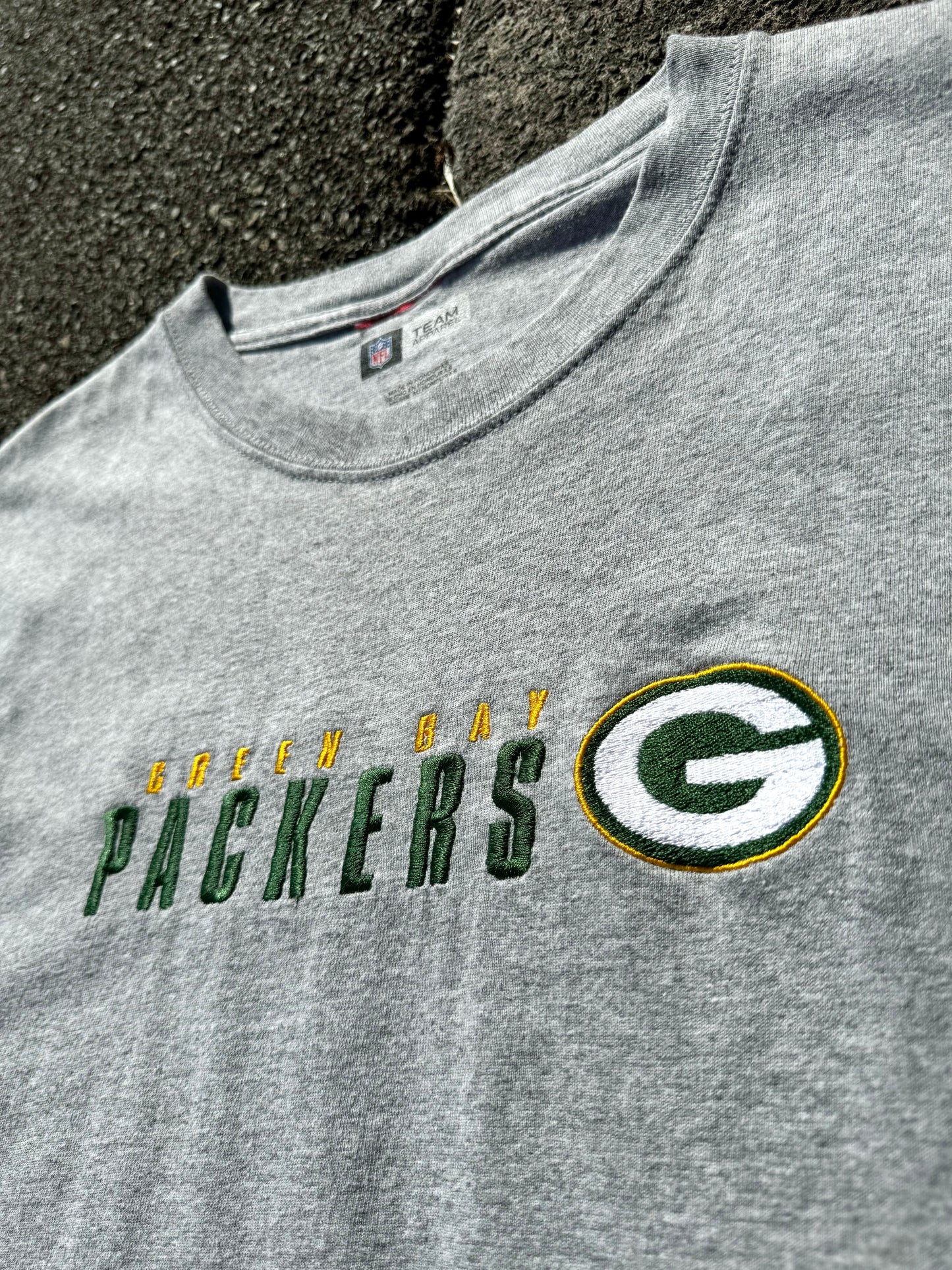 Grey Green Bay Packers Embroidered Tshirt