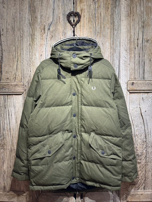 Olive Green Fred Perry Puffer Coat