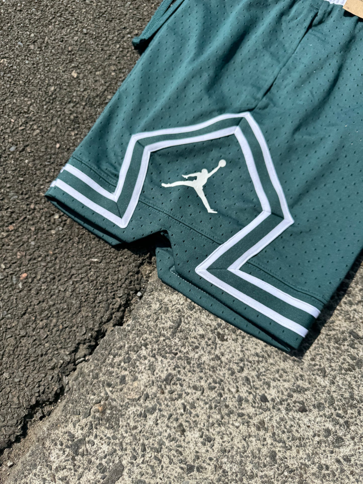 Oxidised Green Jordan Mesh Diamond Shorts