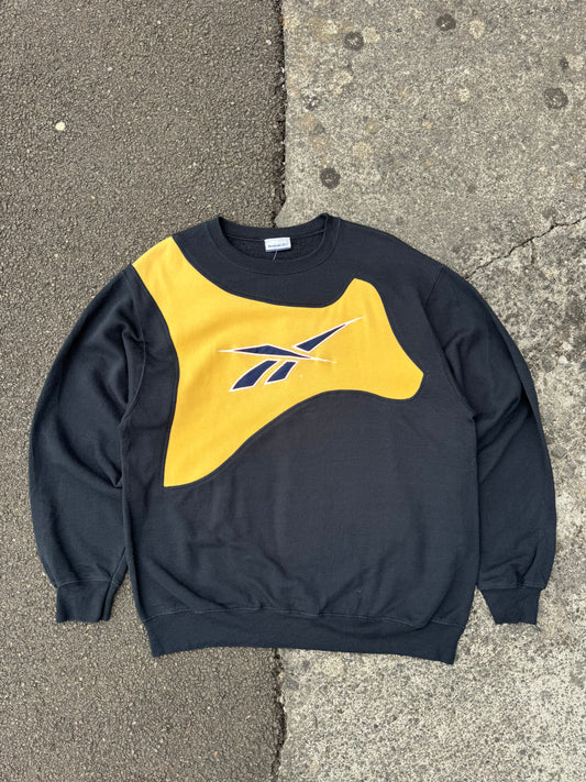 Reworked Reebok Big Logo Sweatshirt - Black / Yellow