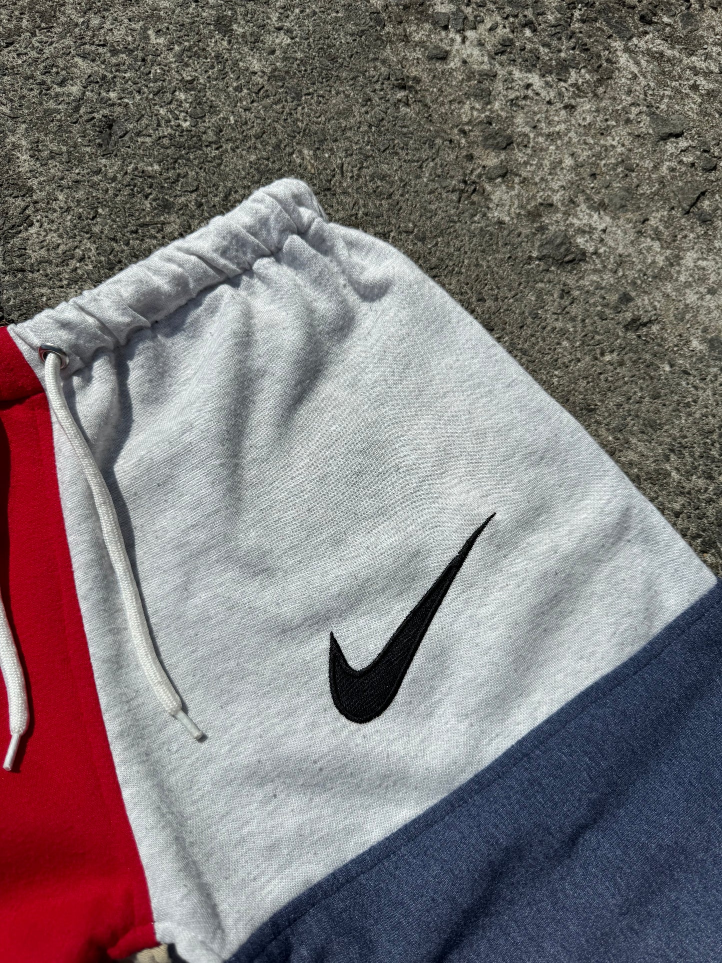 Reworked Nike Sweat Shorts - Grey / Red / Navy