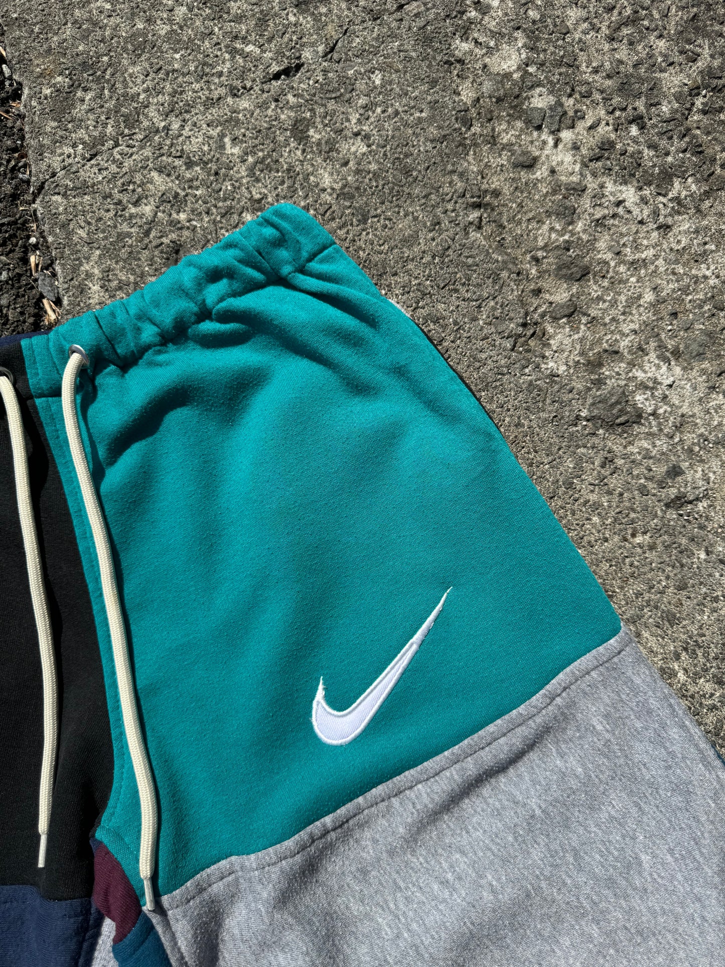 Reworked Nike Sweat Shorts - Teal / Burgundy