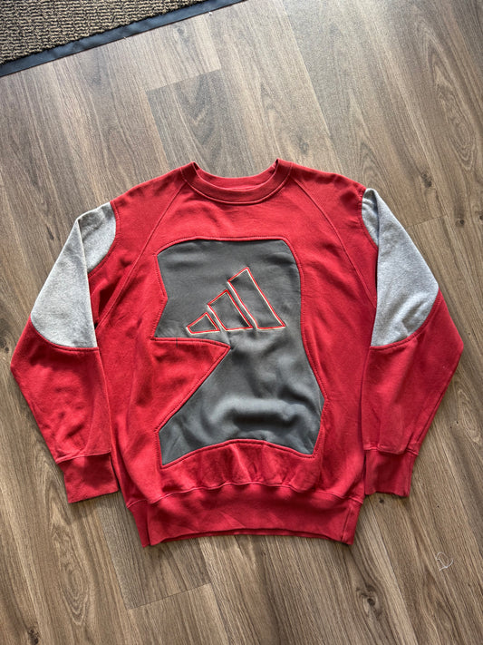 Vintage Adidas Reworked Sweatshirt Red / Grey