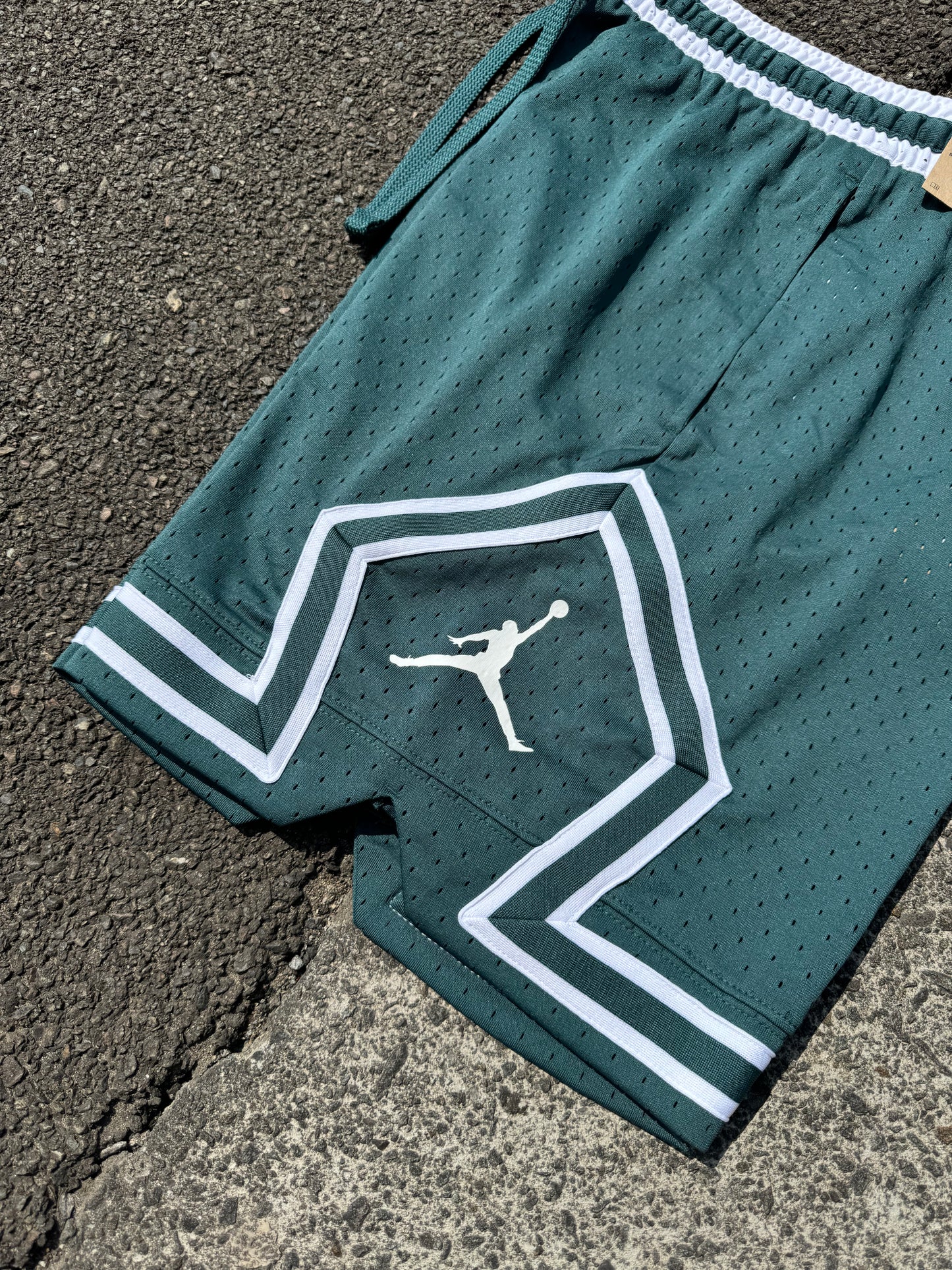 Oxidised Green Jordan Mesh Diamond Shorts