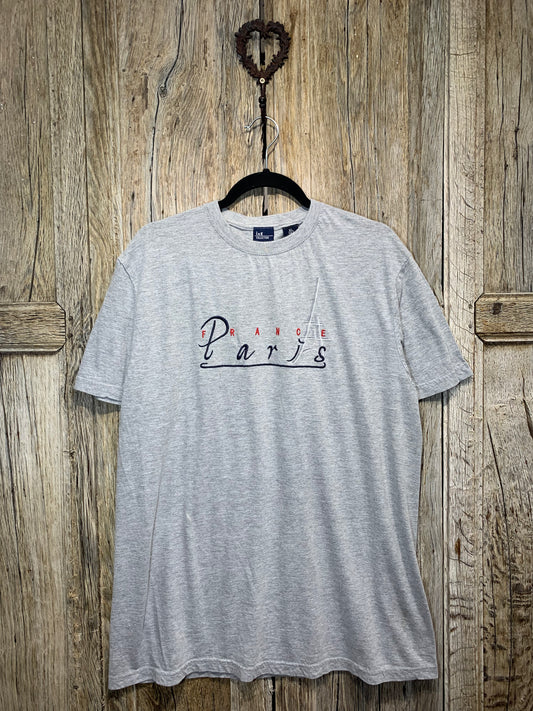 Vintage Grey Paris Embroidered Tee